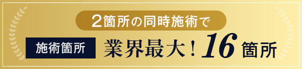 2箇所同時の施術で施術箇所業界最大!16箇所